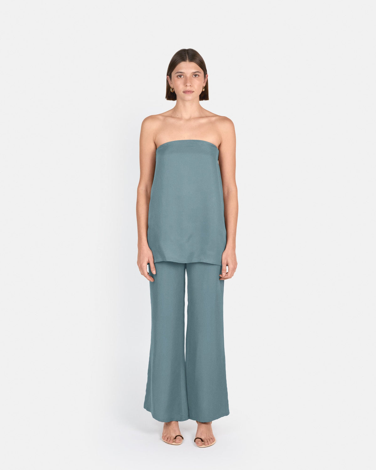 Pantalón palazzo de tiro alto en cupro