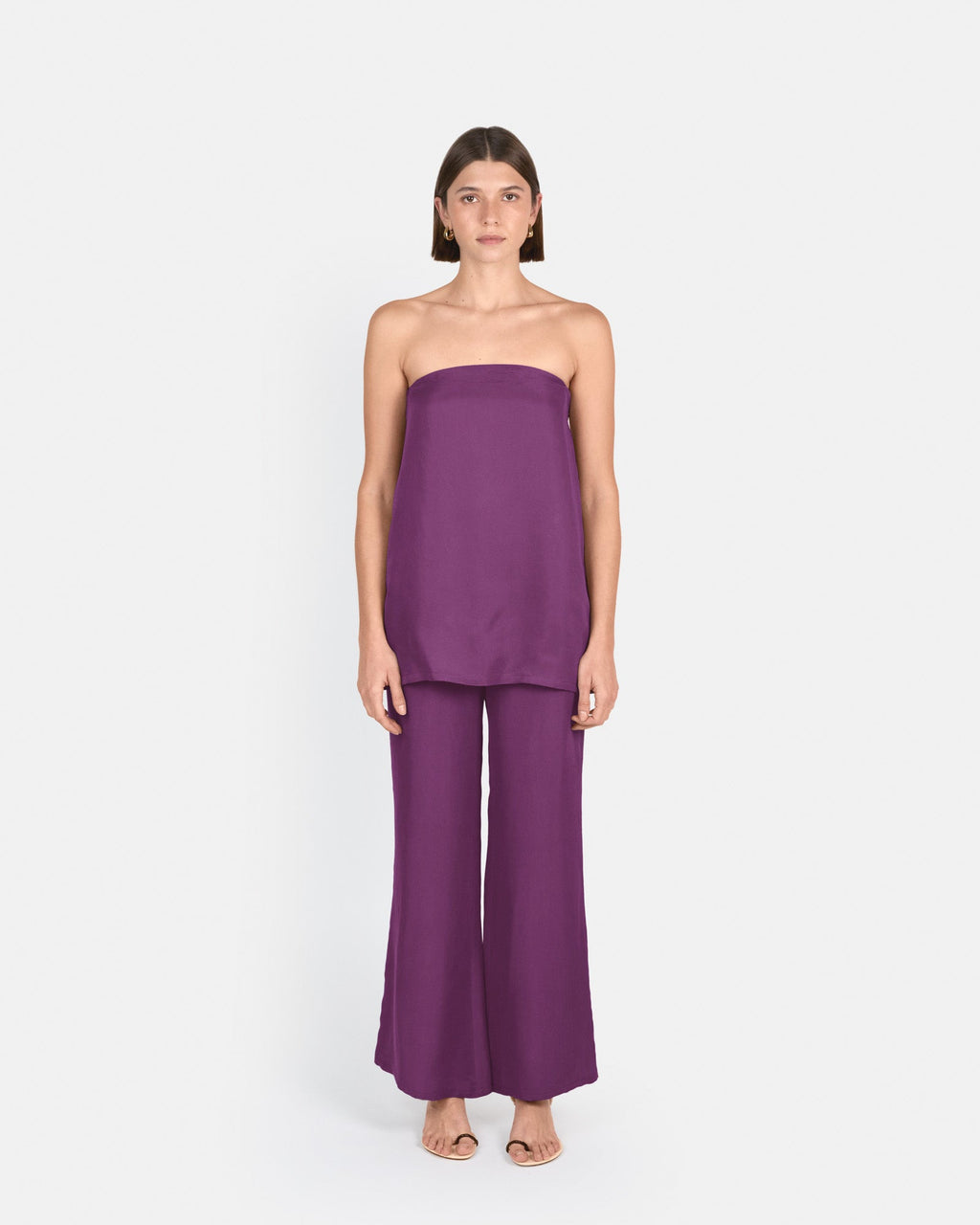 Pantalón palazzo de tiro alto en cupro