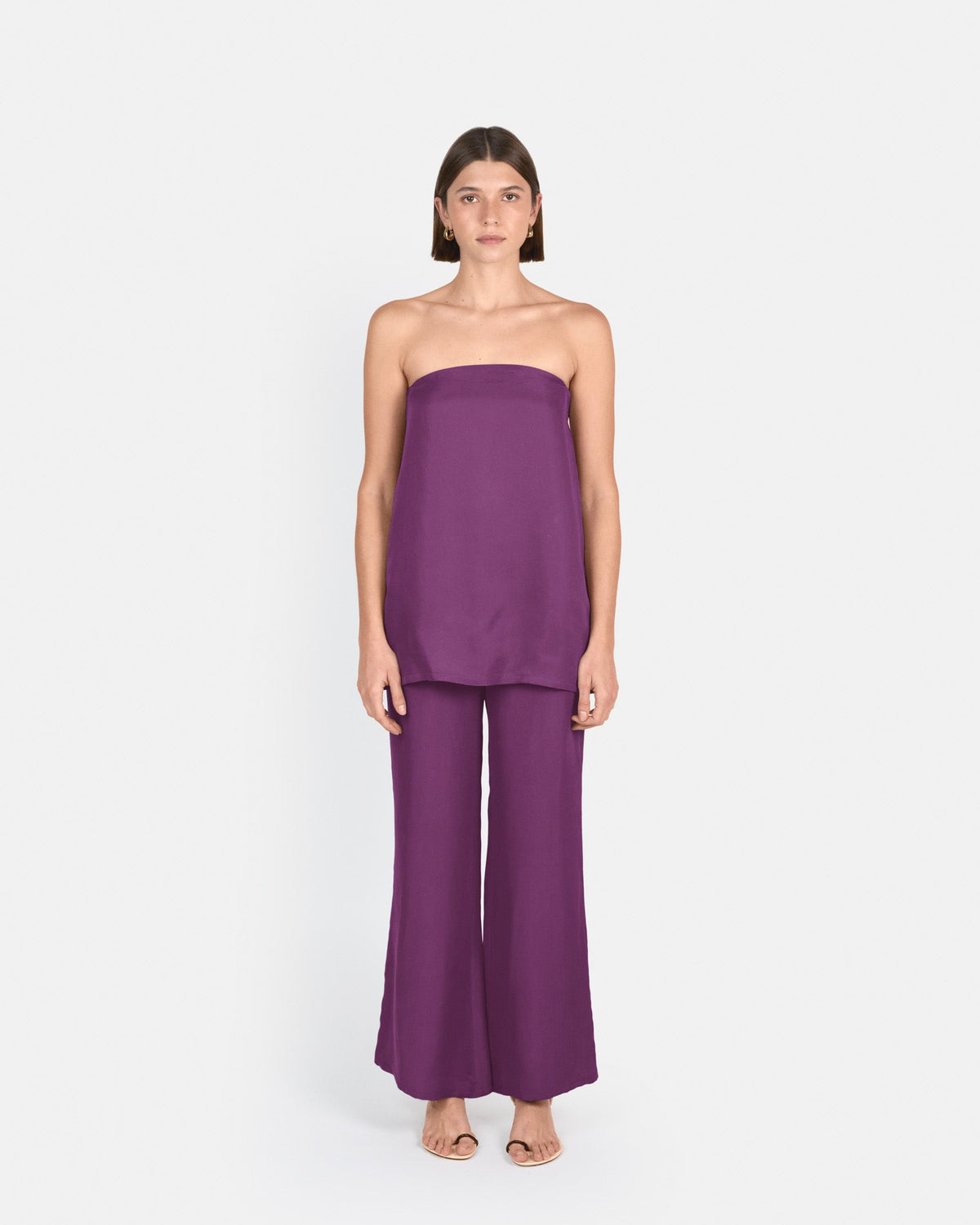 Pantalón palazzo de tiro alto en cupro