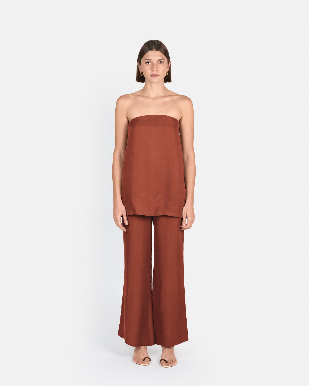 Pantalón palazzo de tiro alto en cupro