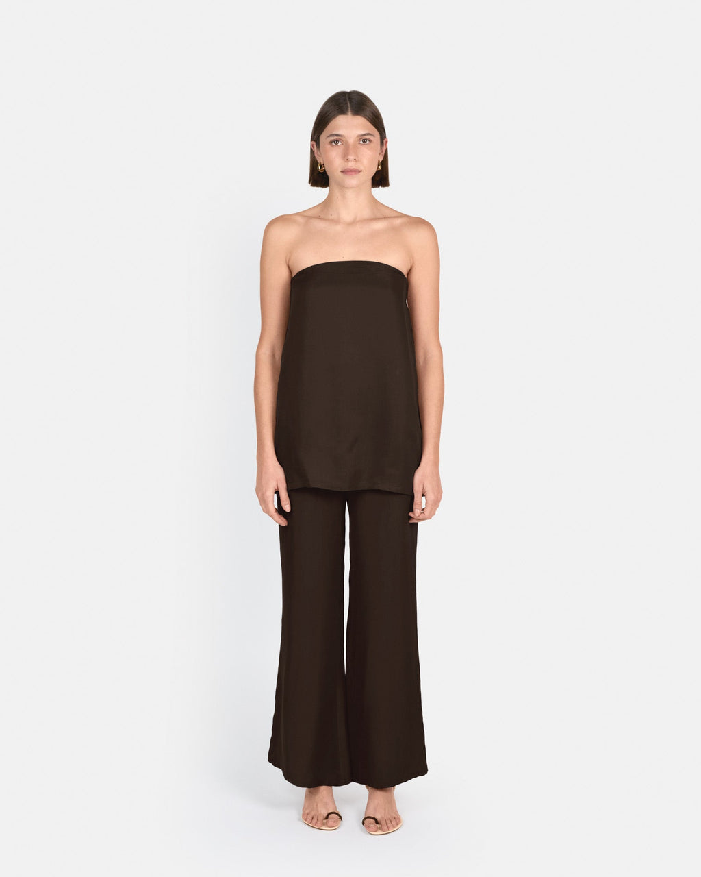 Pantalón palazzo de tiro alto en cupro