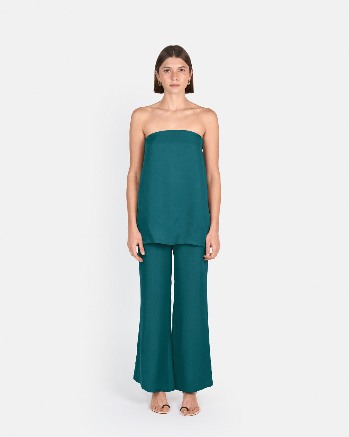 Pantalón palazzo de tiro alto en cupro