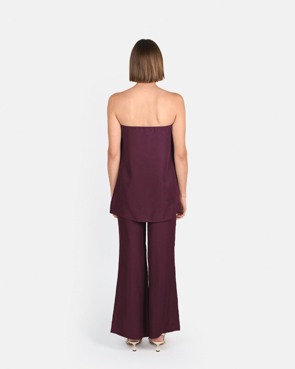 Pantalón palazzo de tiro alto en cupro