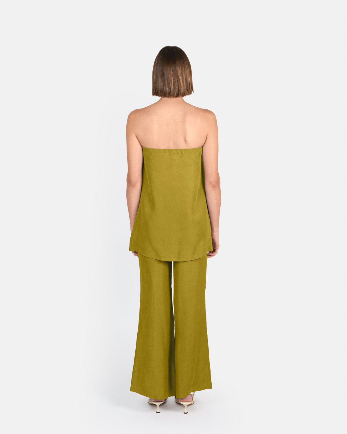Pantalón palazzo de tiro alto en cupro
