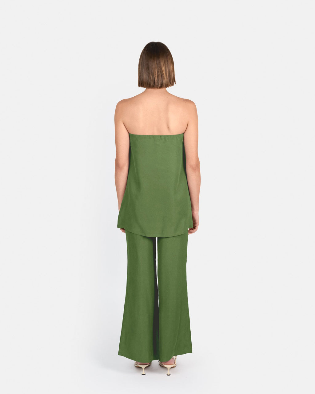 Pantalón palazzo de tiro alto en cupro
