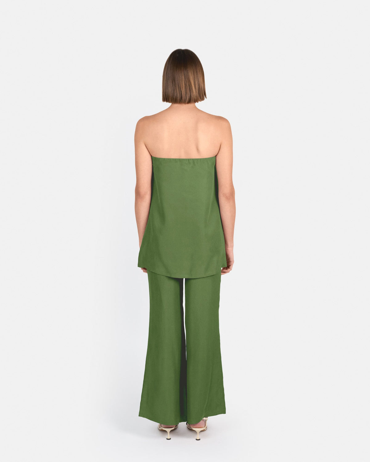 Pantalón palazzo de tiro alto en cupro