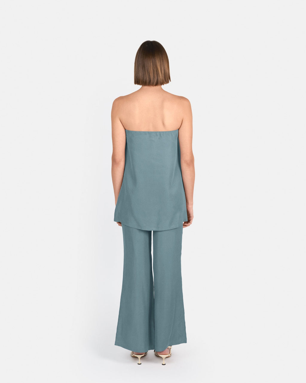 Pantalón palazzo de tiro alto en cupro