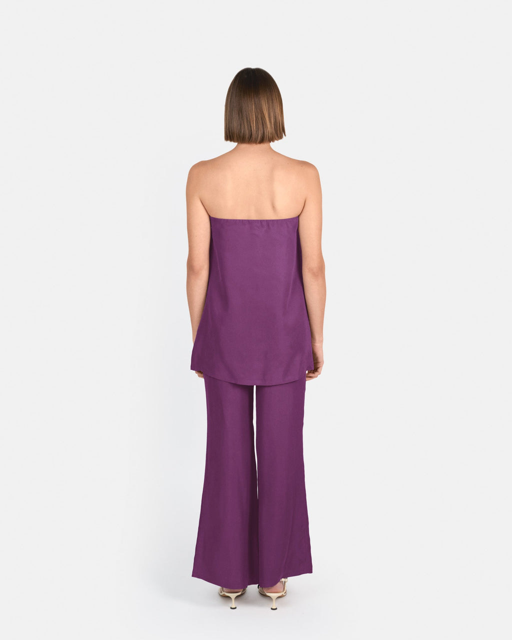 Pantalón palazzo de tiro alto en cupro