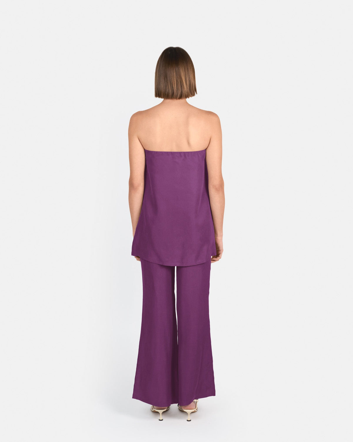 Pantalón palazzo de tiro alto en cupro