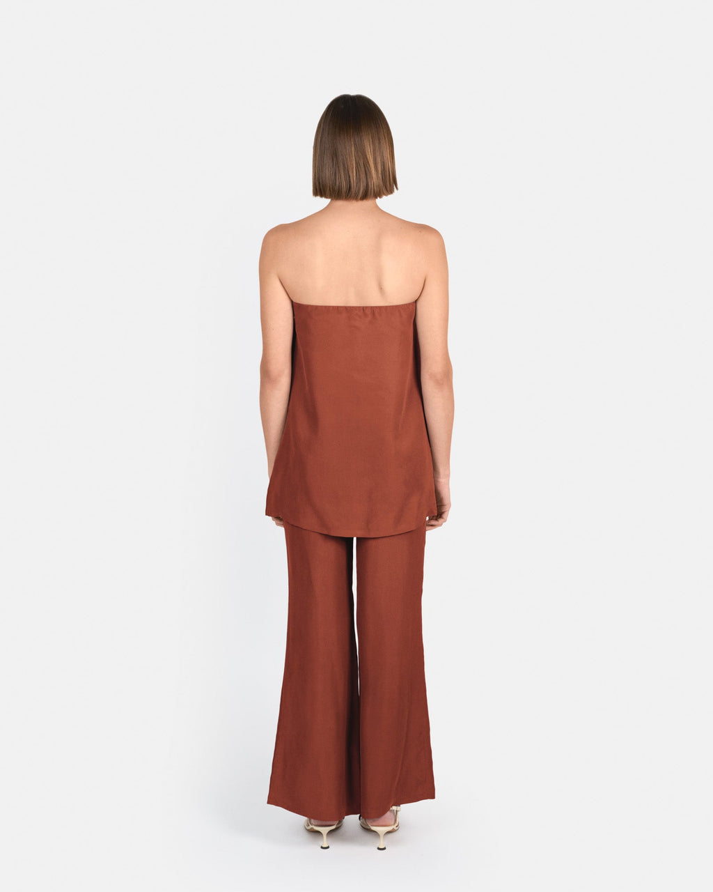Pantalón palazzo de tiro alto en cupro