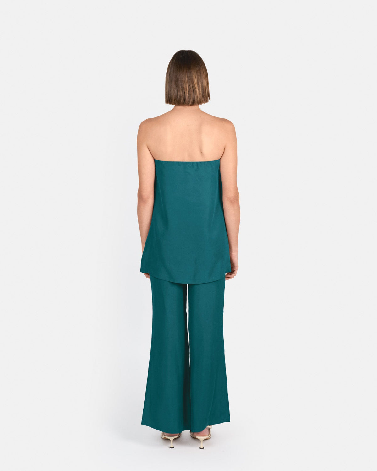 Pantalón palazzo de tiro alto en cupro