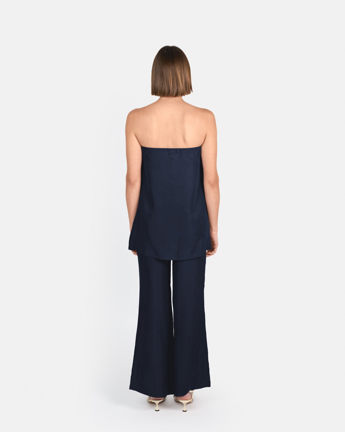 Pantalón palazzo de tiro alto en cupro