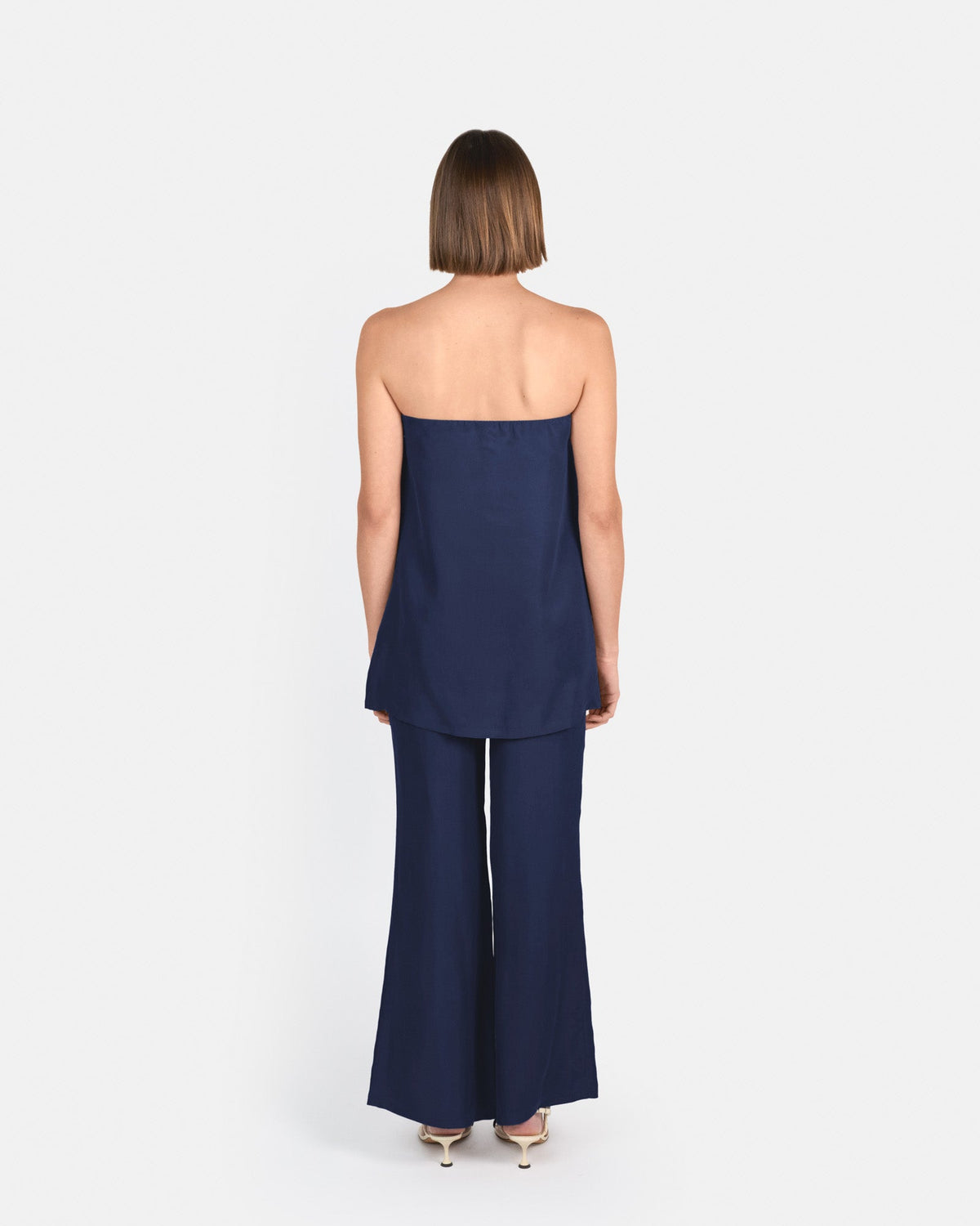 Pantalón palazzo de tiro alto en cupro