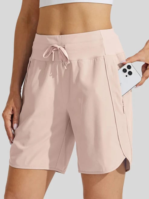 Short deportivo de mujer con cintura alta y bolsillos