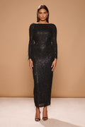 Vestido Sagara de punto brillante con espalda abierta