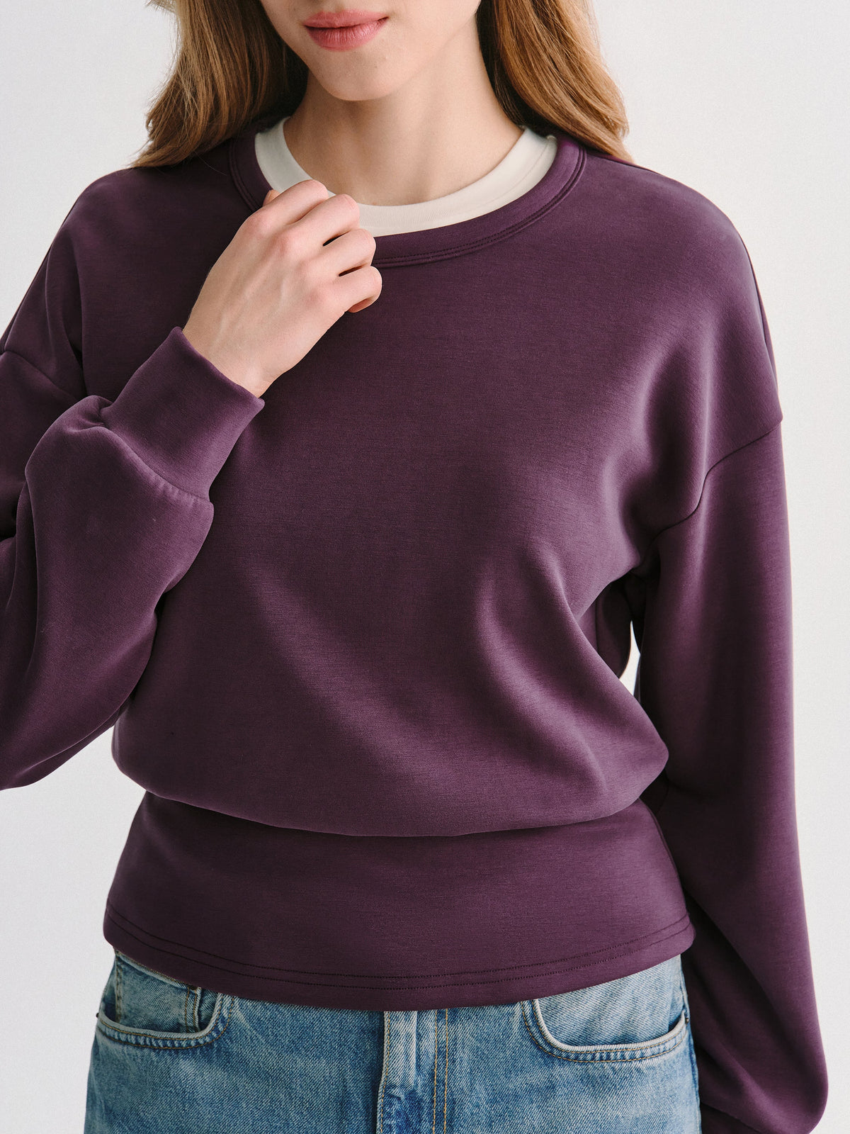 Conjunto de felpa elástica con top y pantalón ancho