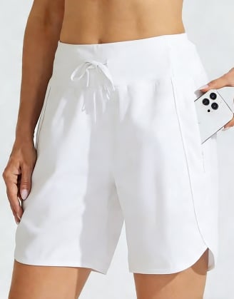 Short deportivo de mujer con cintura alta y bolsillos