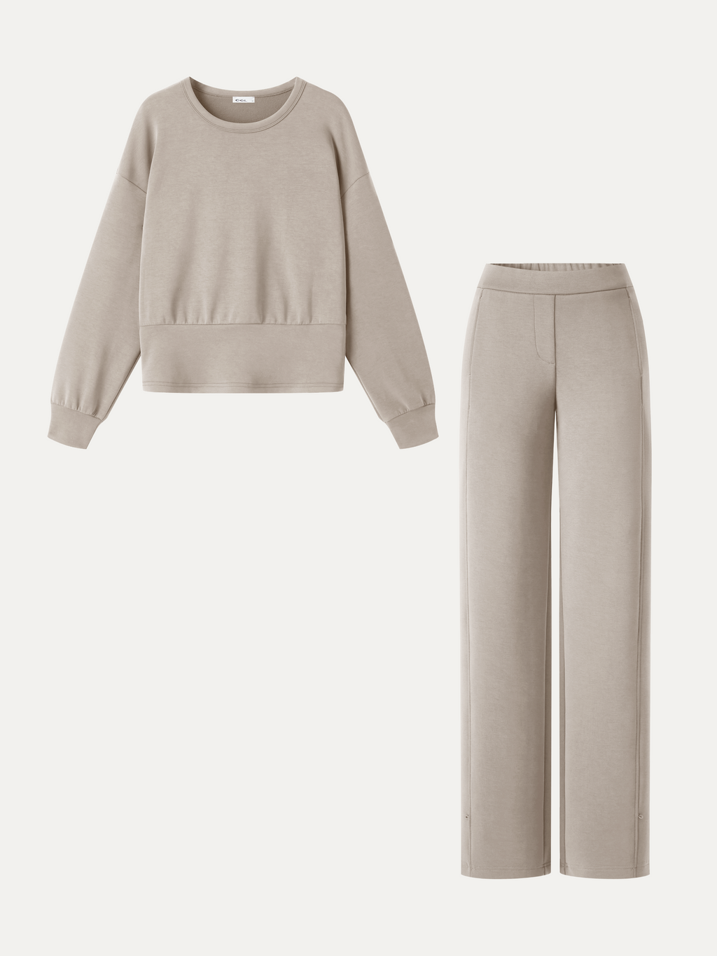 Conjunto de felpa elástica con top y pantalón ancho