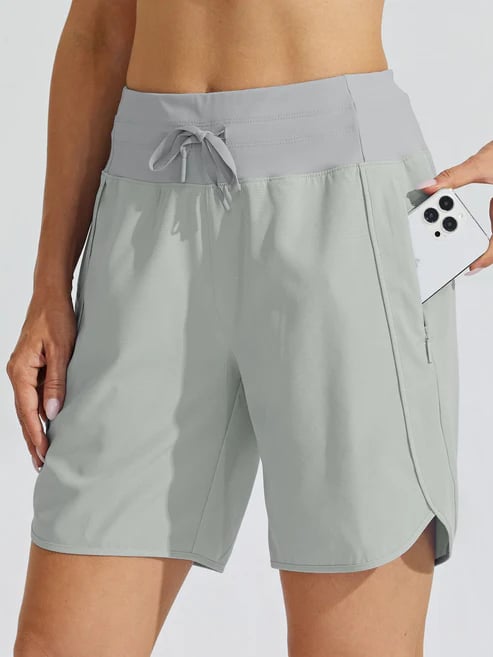 Short deportivo de mujer con cintura alta y bolsillos