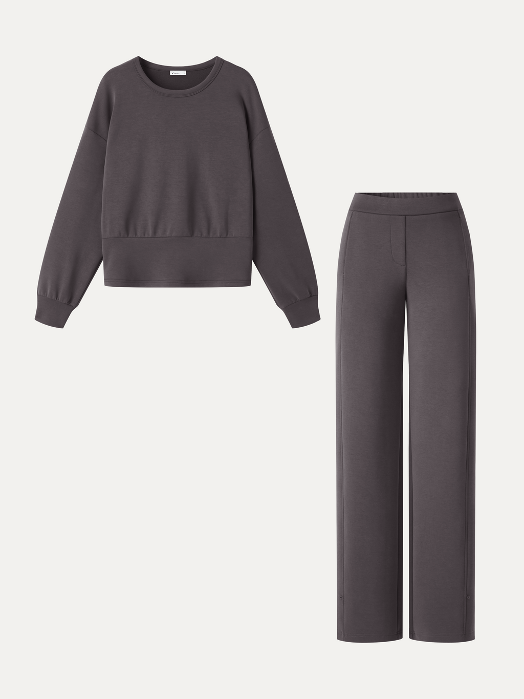Conjunto de felpa elástica con top y pantalón ancho