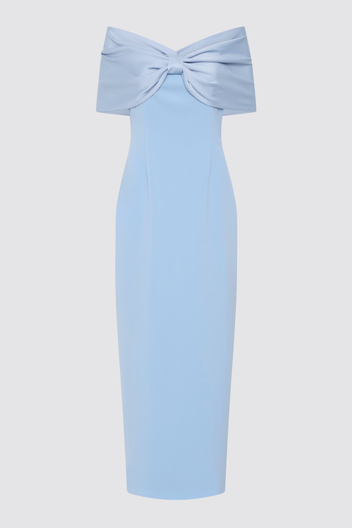 Vestido Belluno azul Azzurro con lazo y hombros descubiertos