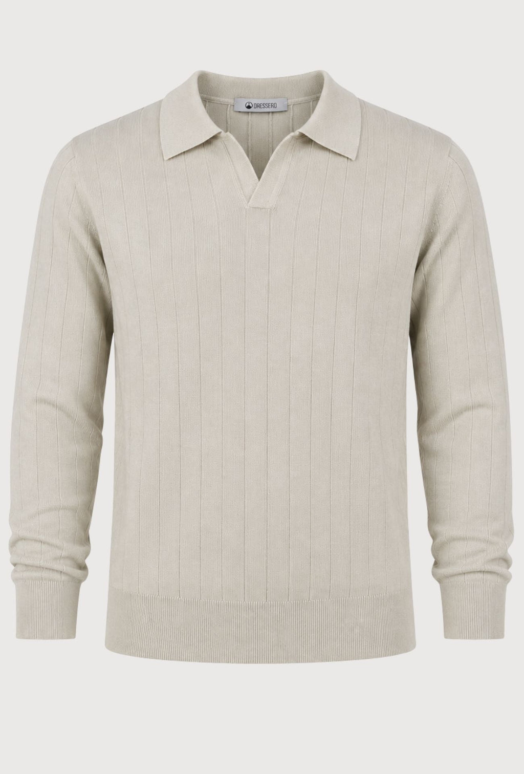 Polo de hombre Dresserd color arena en punto de canalé