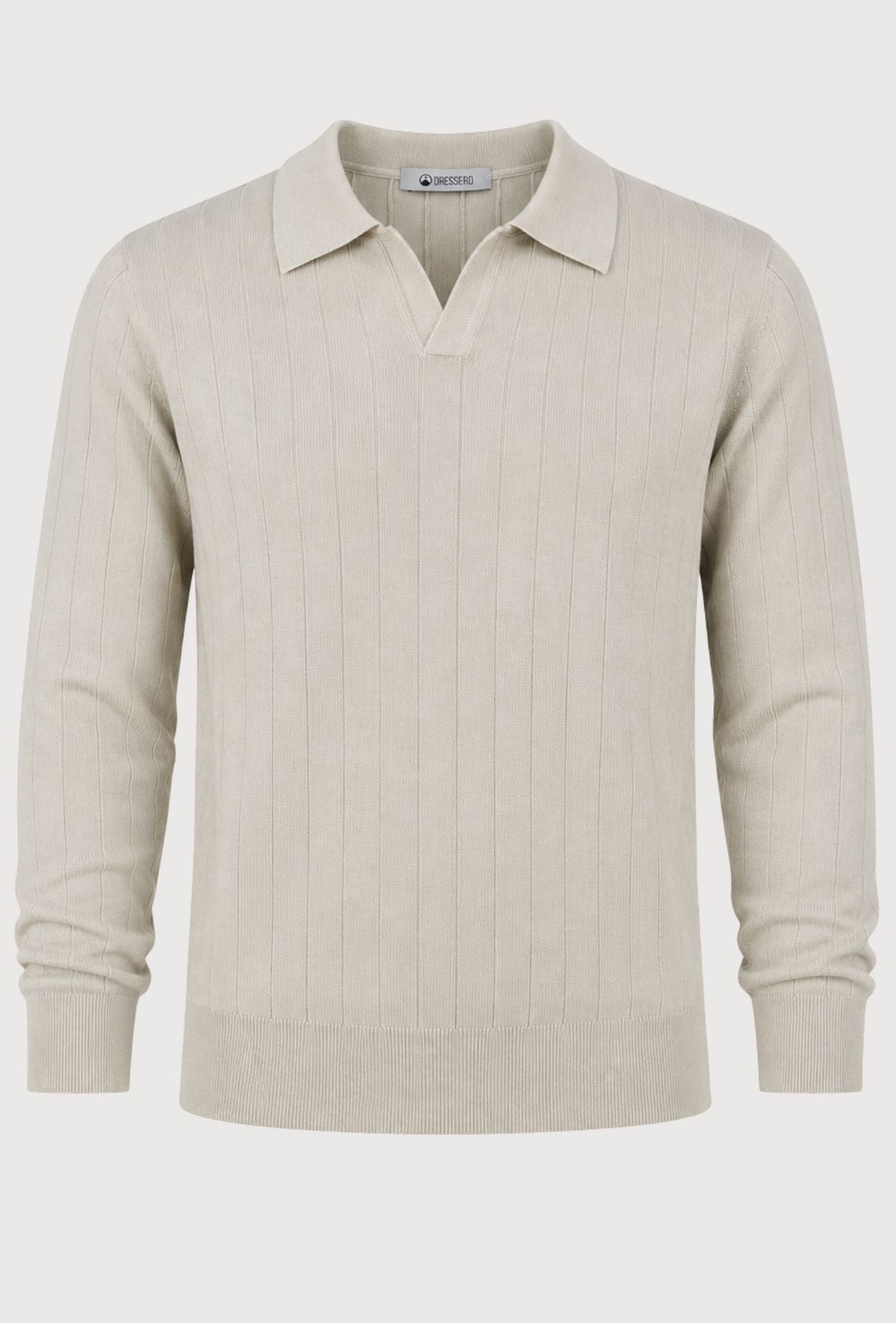 Polo de hombre Dresserd color arena en punto de canalé