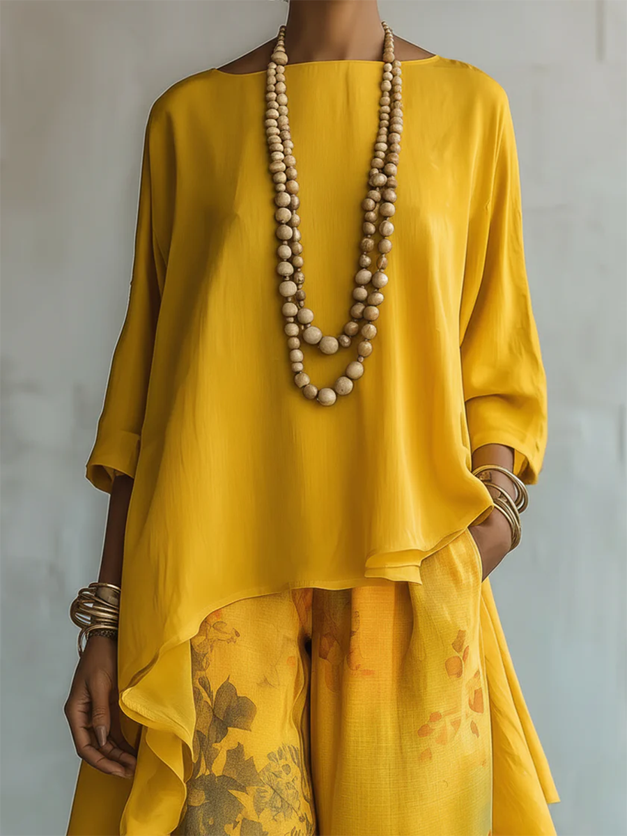 Conjunto bohemio de mujer con pantalón floral
