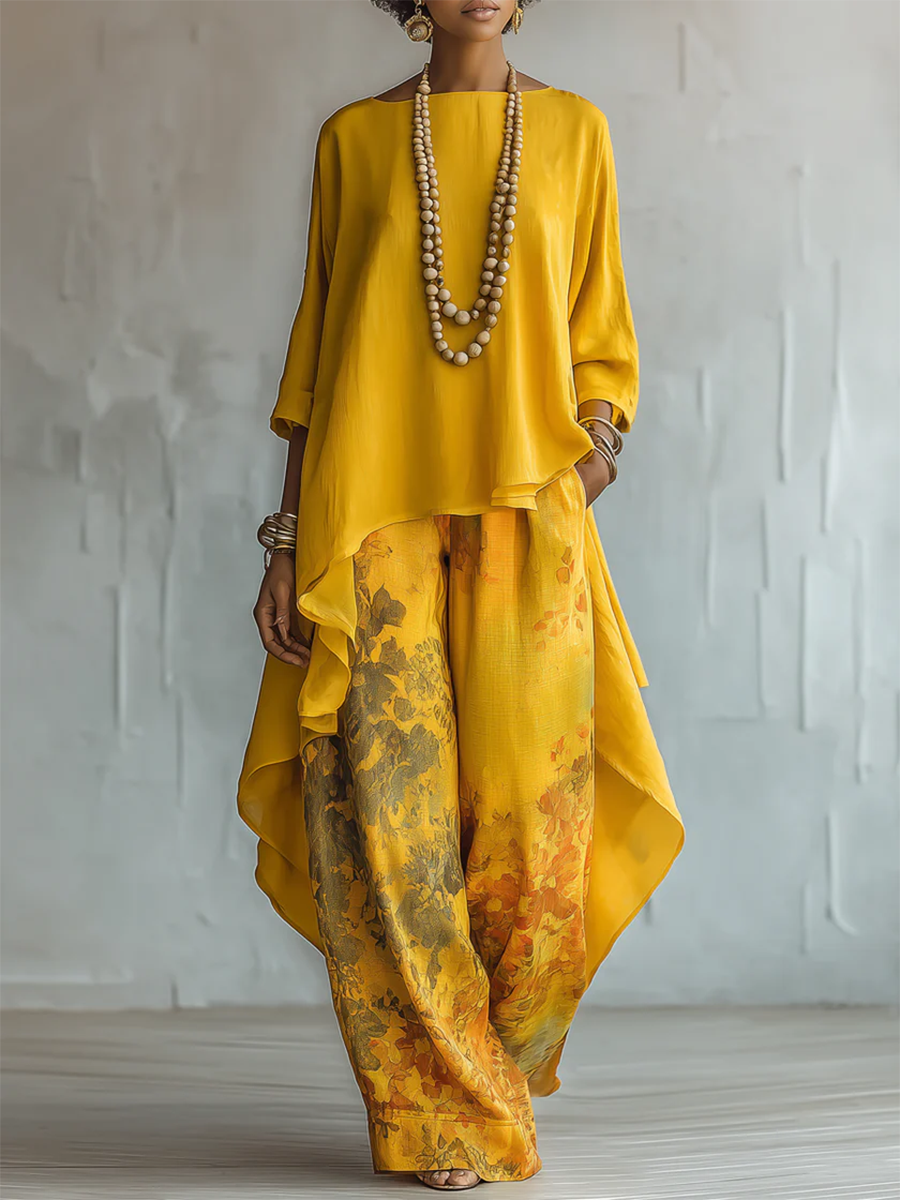 Conjunto bohemio de mujer con pantalón floral