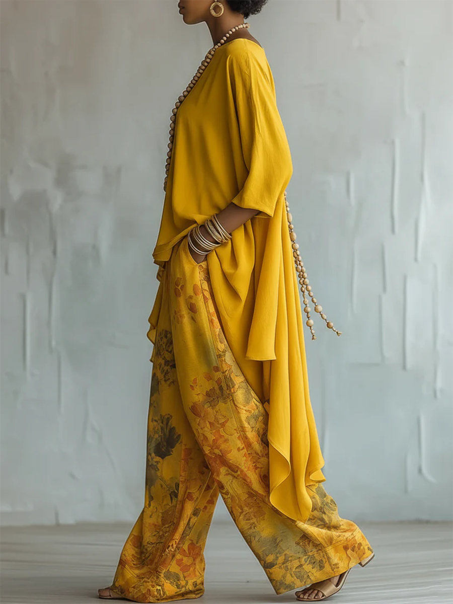 Conjunto bohemio de mujer con pantalón floral