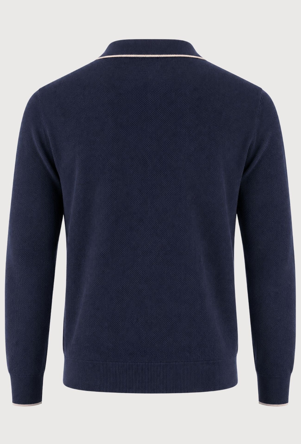 Polo de hombre Dresserd de manga larga en punto azul marino con escote Derby