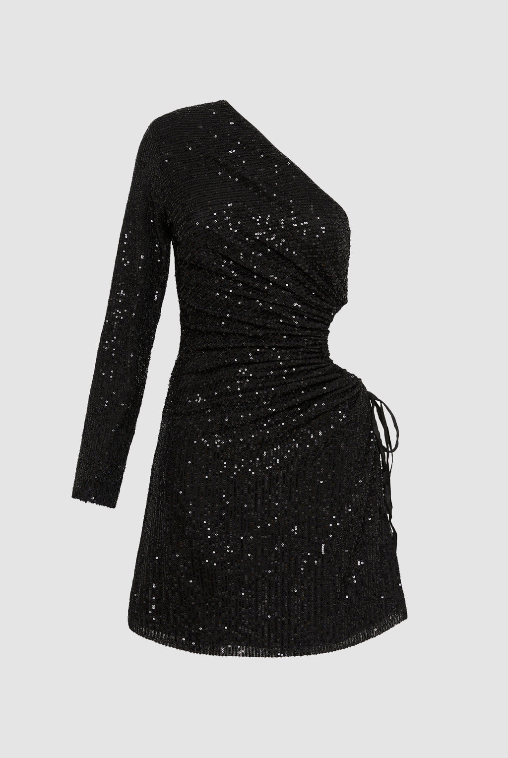 Vestido mini Nour negro de lentejuelas con escote de un hombro