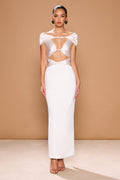Vestido Pisa en tono perla con detalle retorcido